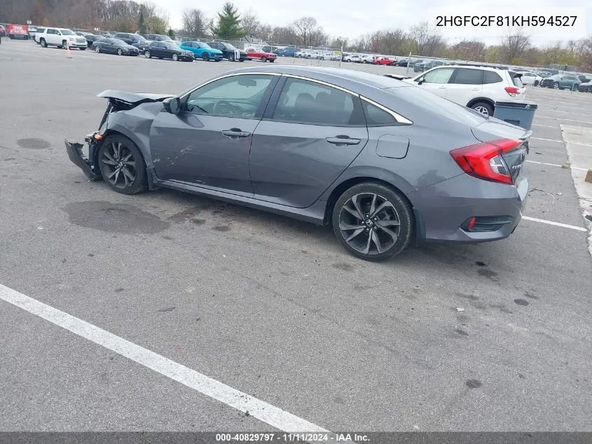 2019 Honda Civic Sport VIN: 2HGFC2F81KH594527 Lot: 40829797