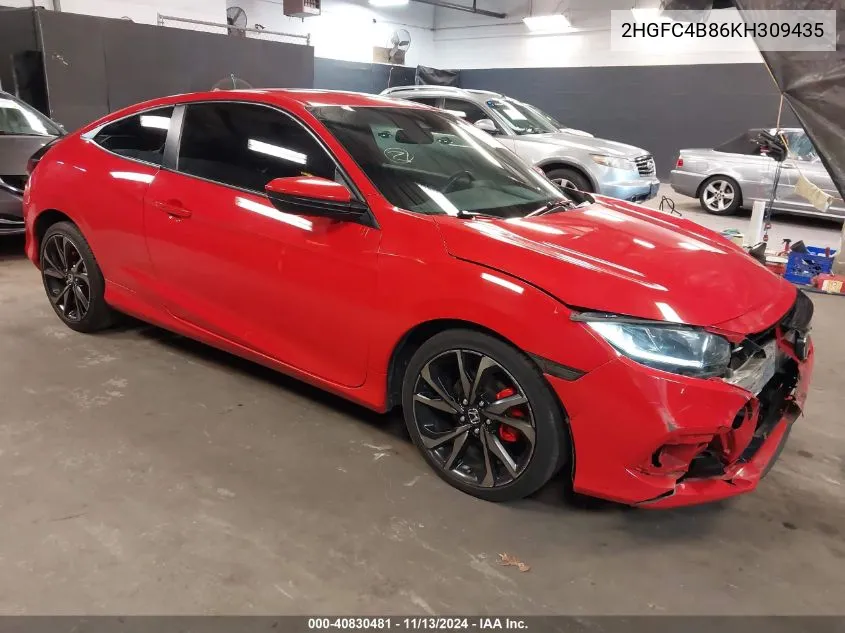 2019 Honda Civic Sport VIN: 2HGFC4B86KH309435 Lot: 40830481