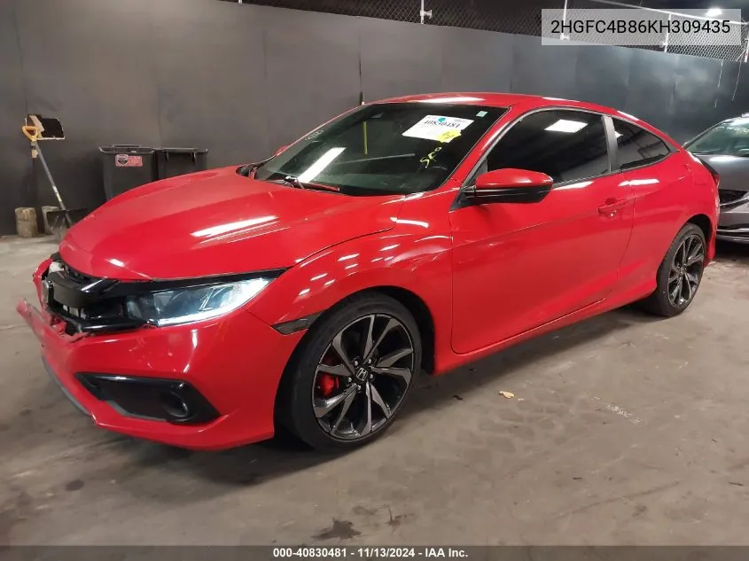 2019 Honda Civic Sport VIN: 2HGFC4B86KH309435 Lot: 40830481