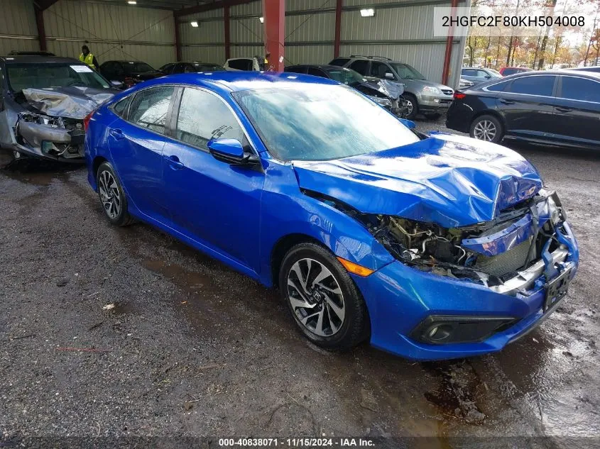 2019 Honda Civic Sport VIN: 2HGFC2F80KH504008 Lot: 40838071