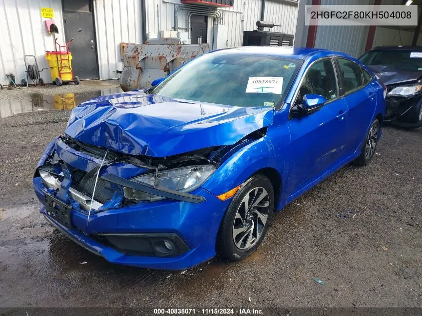 2019 Honda Civic Sport VIN: 2HGFC2F80KH504008 Lot: 40838071