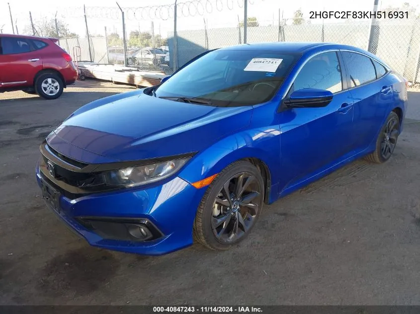 2019 Honda Civic Sport VIN: 2HGFC2F83KH516931 Lot: 40847243