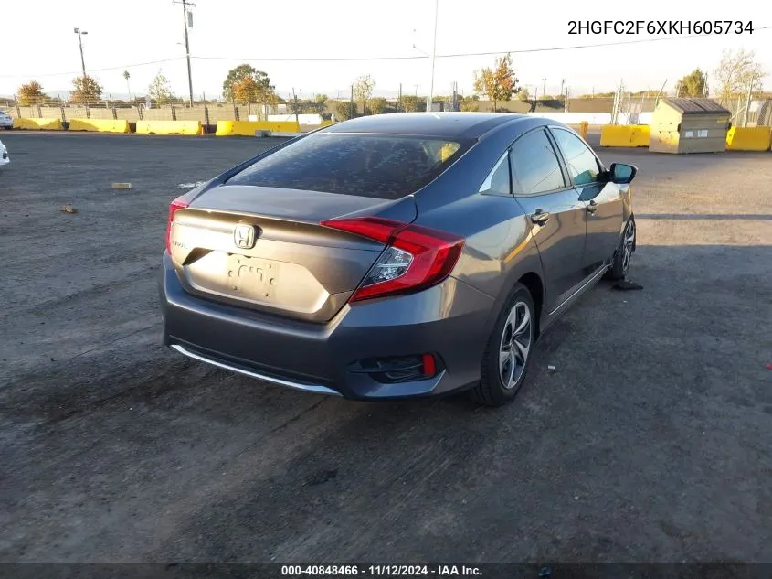 2019 Honda Civic Lx VIN: 2HGFC2F6XKH605734 Lot: 40848466