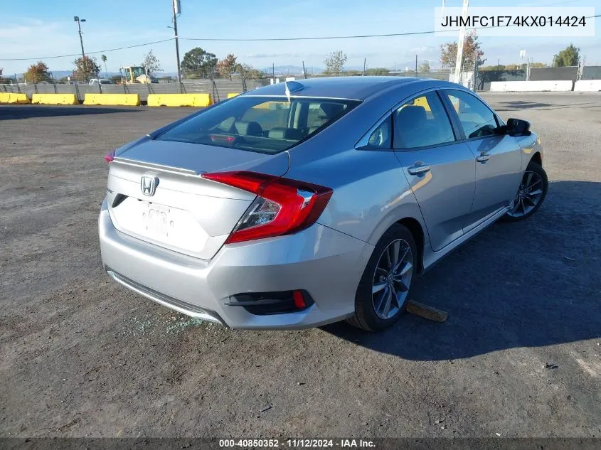 2019 Honda Civic Ex-L VIN: JHMFC1F74KX014424 Lot: 40850352