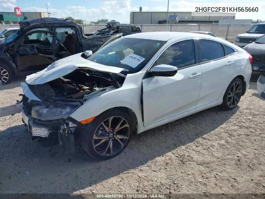 2019 Honda Civic Sport VIN: 2HGFC2F81KH565660 Lot: 40850780