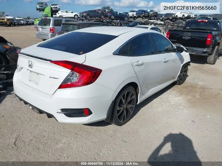 2019 Honda Civic Sport VIN: 2HGFC2F81KH565660 Lot: 40850780