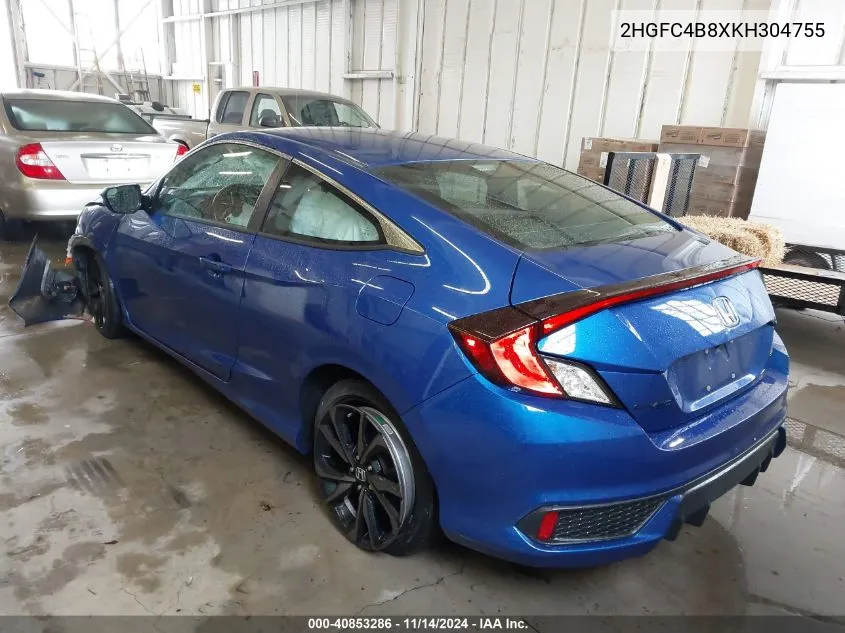 2019 Honda Civic Sport VIN: 2HGFC4B8XKH304755 Lot: 40853286