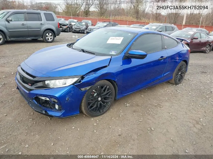 2019 Honda Civic Si VIN: 2HGFC3A55KH752094 Lot: 40854647