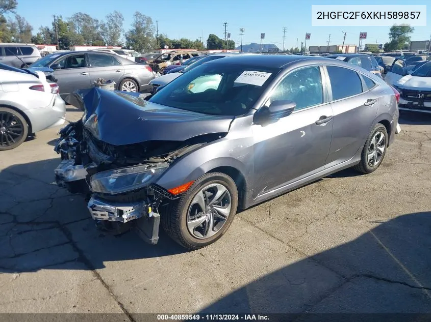 2019 Honda Civic Lx VIN: 2HGFC2F6XKH589857 Lot: 40859549