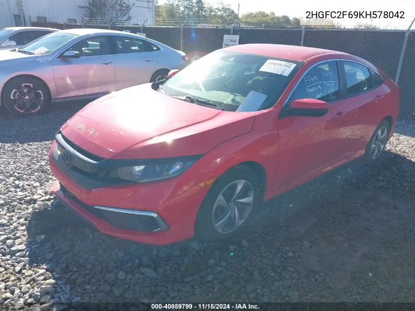 2019 Honda Civic Lx VIN: 2HGFC2F69KH578042 Lot: 40859799