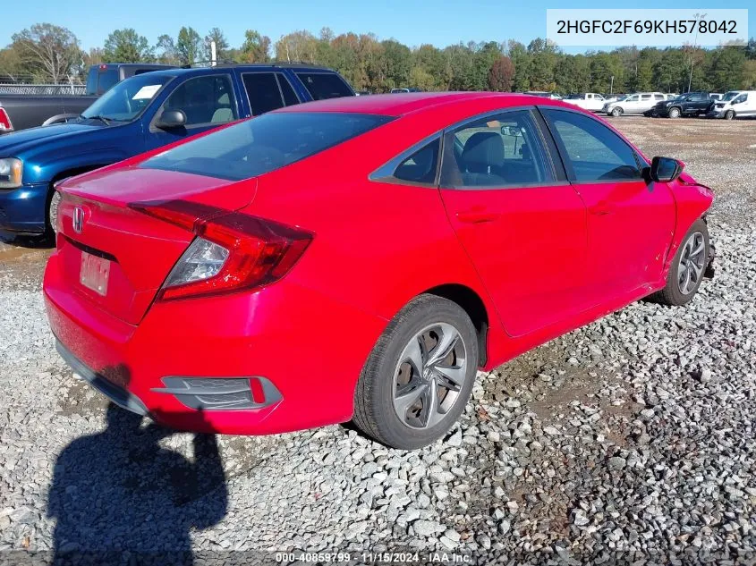 2019 Honda Civic Lx VIN: 2HGFC2F69KH578042 Lot: 40859799