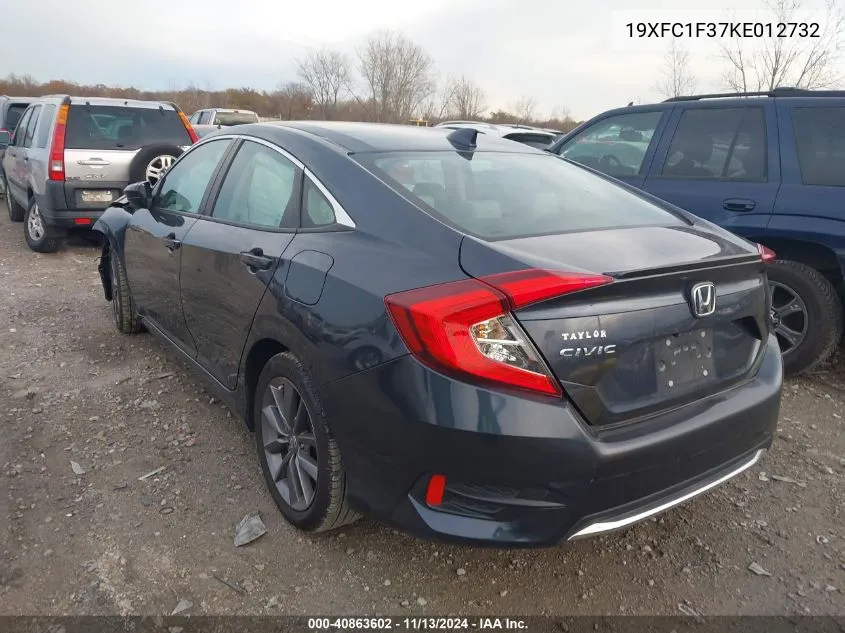 2019 Honda Civic Ex VIN: 19XFC1F37KE012732 Lot: 40863602