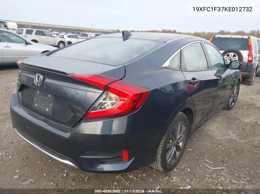 2019 Honda Civic Ex VIN: 19XFC1F37KE012732 Lot: 40863602