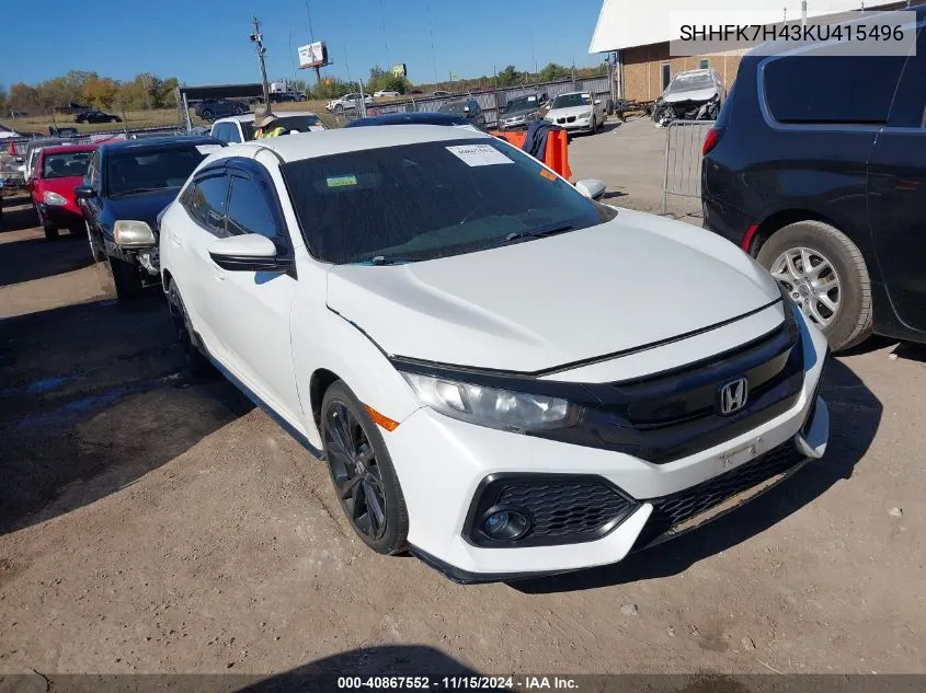 2019 Honda Civic Sport VIN: SHHFK7H43KU415496 Lot: 40867552