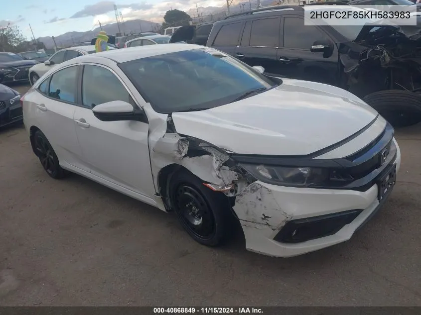 2019 Honda Civic Sport VIN: 2HGFC2F85KH583983 Lot: 40868849