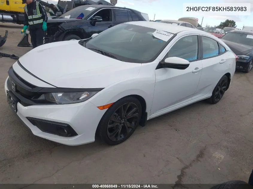 2019 Honda Civic Sport VIN: 2HGFC2F85KH583983 Lot: 40868849