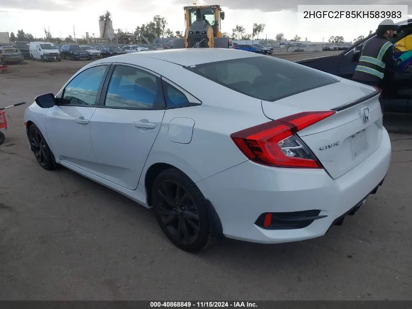 2019 Honda Civic Sport VIN: 2HGFC2F85KH583983 Lot: 40868849