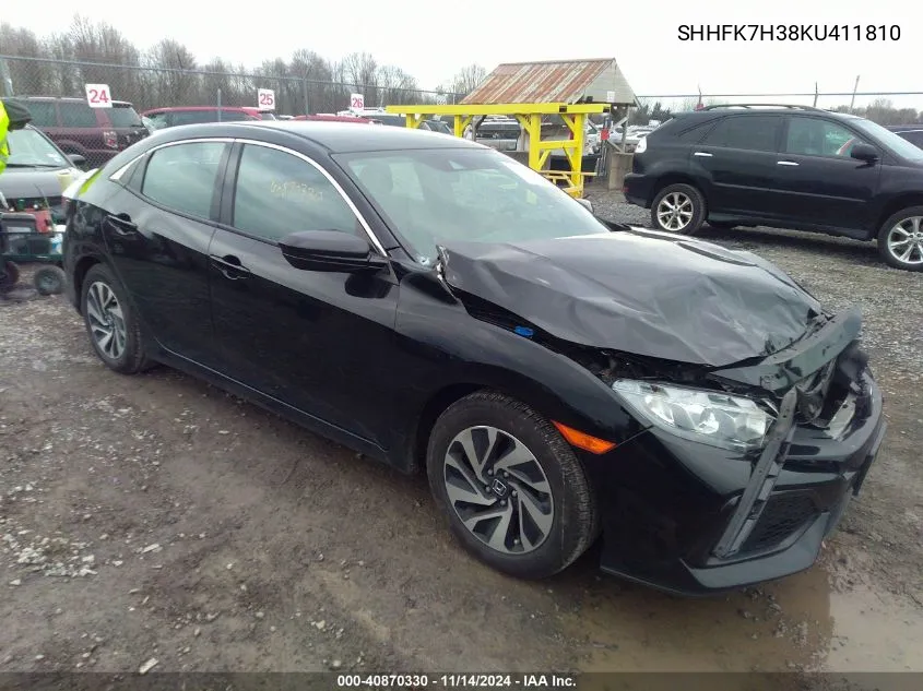 2019 Honda Civic Lx VIN: SHHFK7H38KU411810 Lot: 40870330