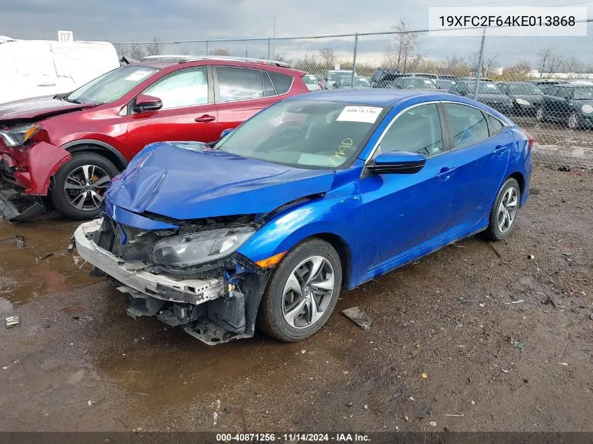 2019 Honda Civic Lx VIN: 19XFC2F64KE013868 Lot: 40871256