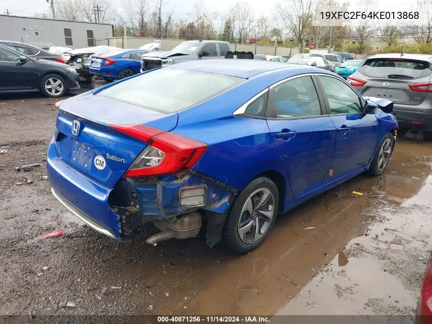 2019 Honda Civic Lx VIN: 19XFC2F64KE013868 Lot: 40871256