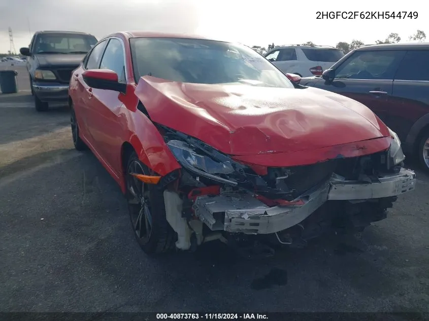 2019 Honda Civic Lx VIN: 2HGFC2F62KH544749 Lot: 40873763