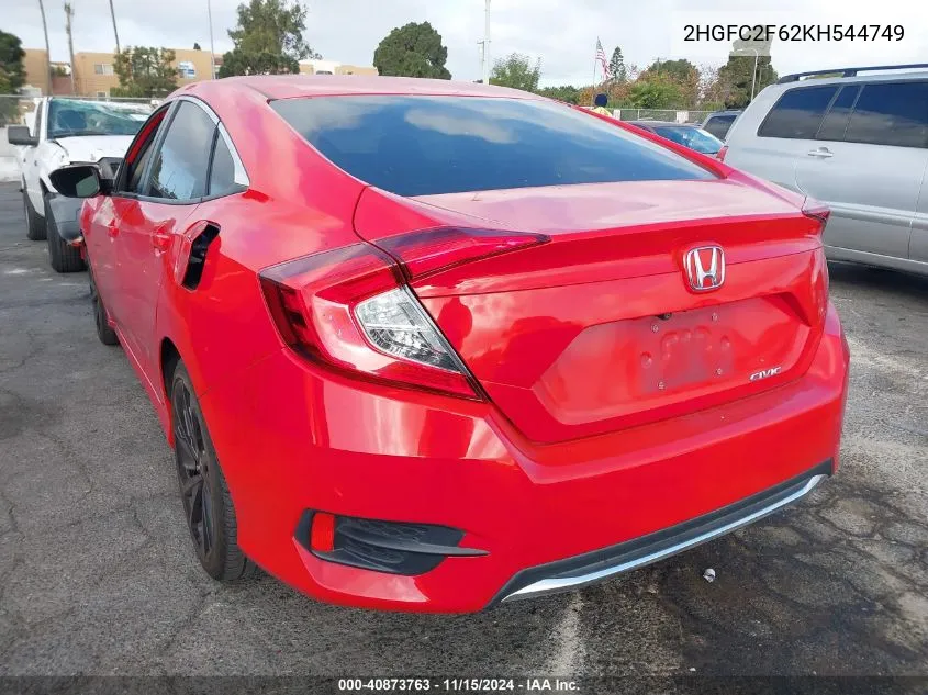 2019 Honda Civic Lx VIN: 2HGFC2F62KH544749 Lot: 40873763