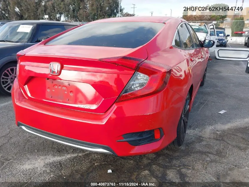 2019 Honda Civic Lx VIN: 2HGFC2F62KH544749 Lot: 40873763