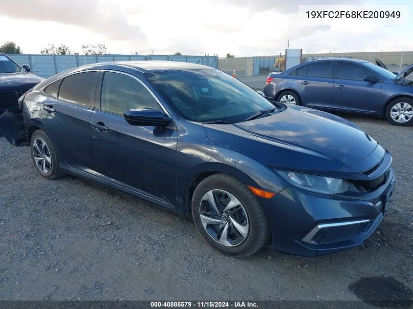 2019 Honda Civic Lx VIN: 19XFC2F68KE200949 Lot: 40885579