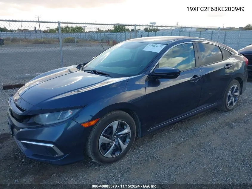 2019 Honda Civic Lx VIN: 19XFC2F68KE200949 Lot: 40885579