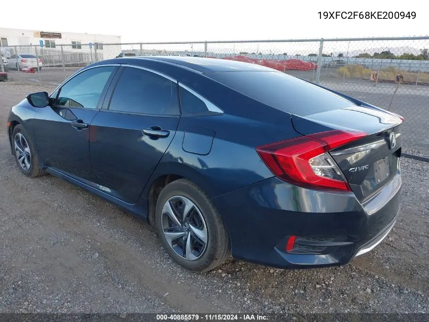 2019 Honda Civic Lx VIN: 19XFC2F68KE200949 Lot: 40885579