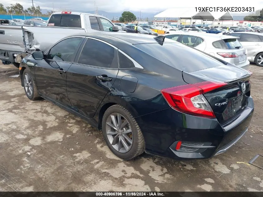 2019 Honda Civic Ex VIN: 19XFC1F36KE203431 Lot: 40906706