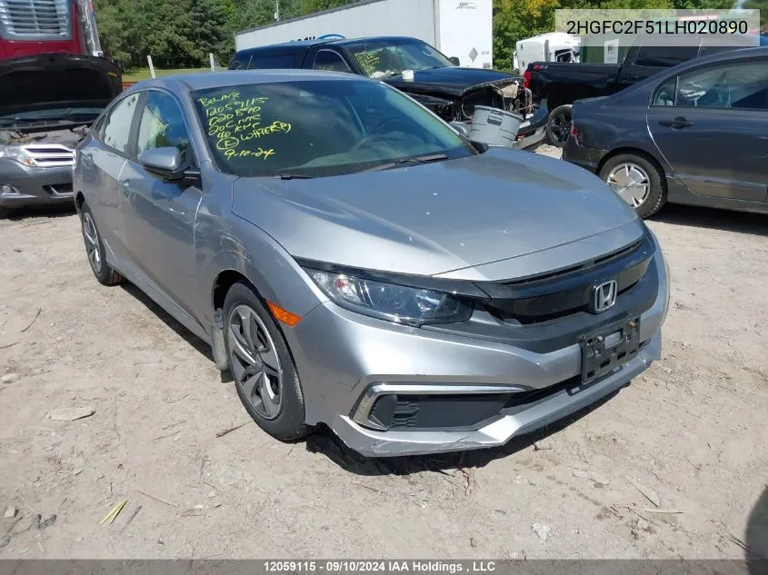 2020 Honda Civic VIN: 2HGFC2F51LH020890 Lot: 12059115