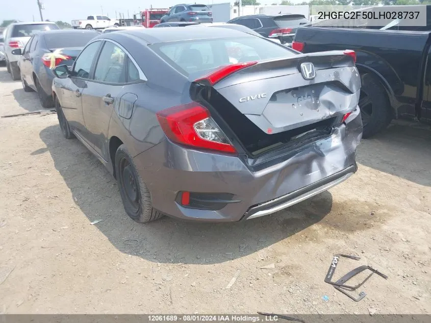 2020 Honda Civic Sedan VIN: 2HGFC2F50LH028737 Lot: 12061689