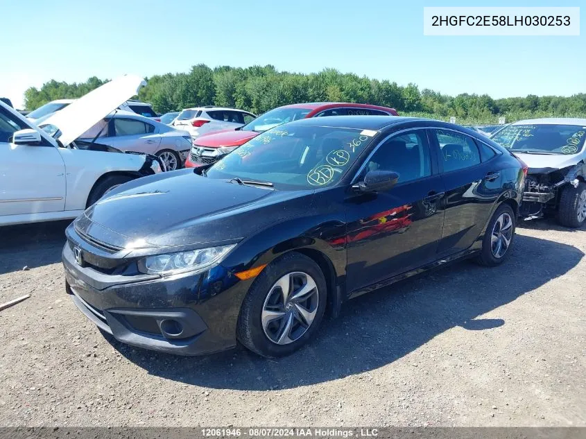 2020 Honda Civic Lx VIN: 2HGFC2E58LH030253 Lot: 12061946