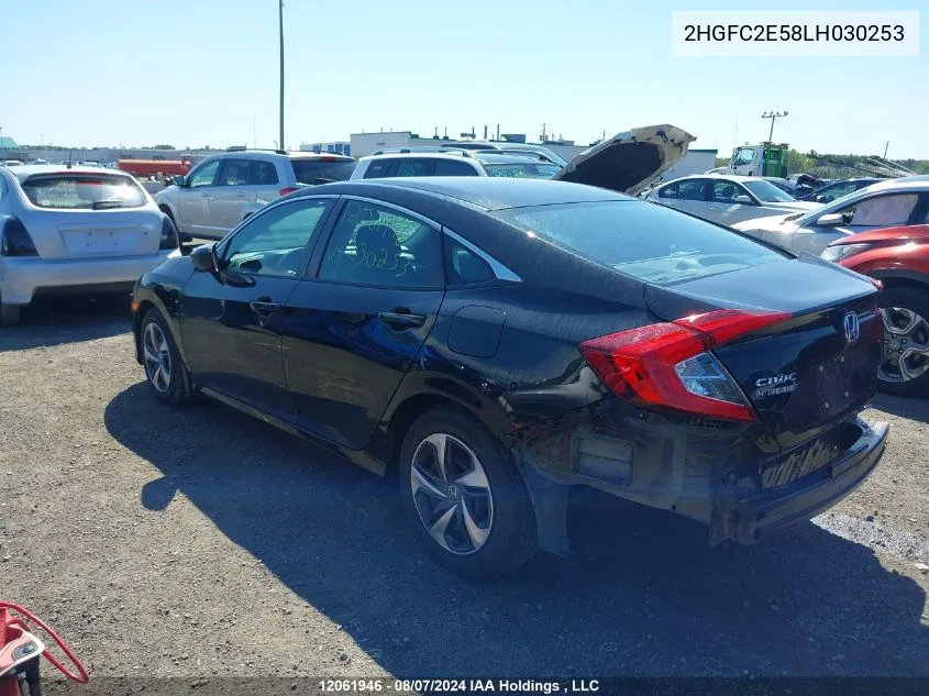 2020 Honda Civic Lx VIN: 2HGFC2E58LH030253 Lot: 12061946