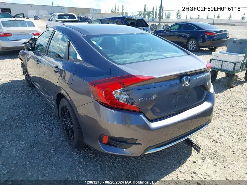 2020 Honda Civic Sedan VIN: 2HGFC2F50LH016118 Lot: 12063275