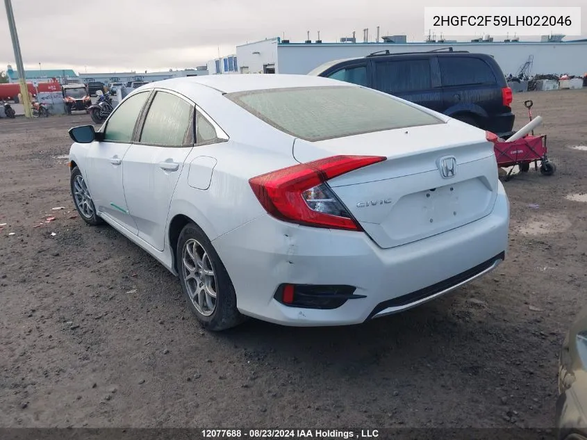 2020 Honda Civic VIN: 2HGFC2F59LH022046 Lot: 12077688