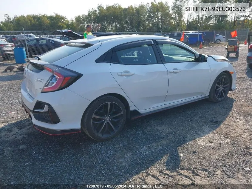 2020 Honda Civic Hatchback VIN: SHHFK7H99LU303573 Lot: 12087879