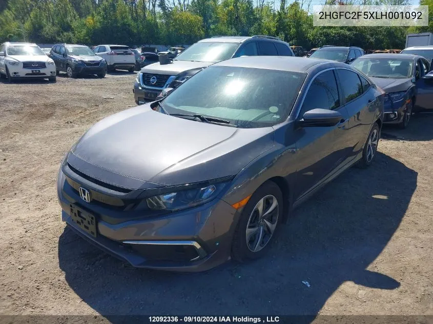 2020 Honda Civic Sedan VIN: 2HGFC2F5XLH001092 Lot: 12092336