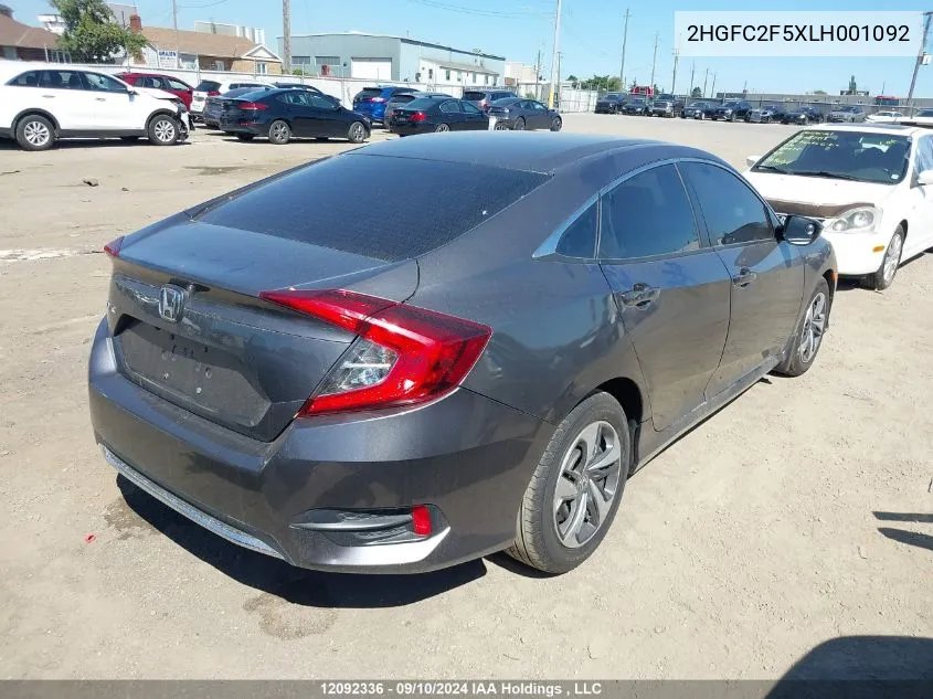 2020 Honda Civic Sedan VIN: 2HGFC2F5XLH001092 Lot: 12092336