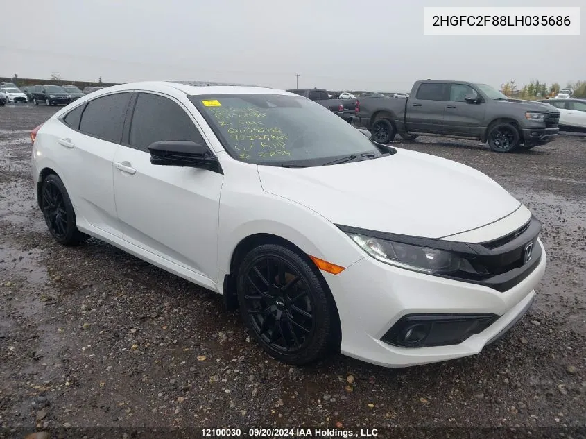 2020 Honda Civic Sedan VIN: 2HGFC2F88LH035686 Lot: 12100030