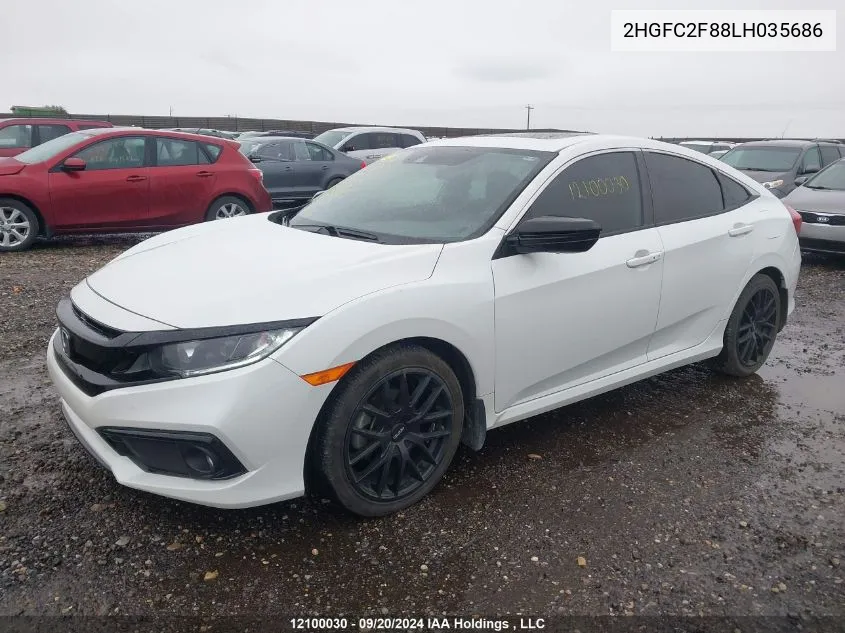 2020 Honda Civic Sedan VIN: 2HGFC2F88LH035686 Lot: 12100030