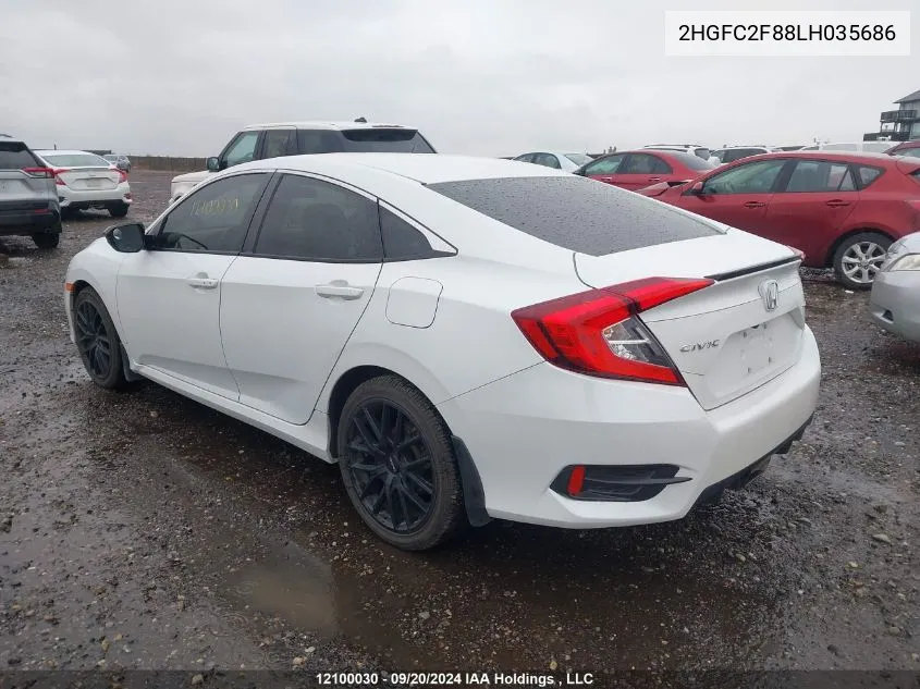 2020 Honda Civic Sedan VIN: 2HGFC2F88LH035686 Lot: 12100030