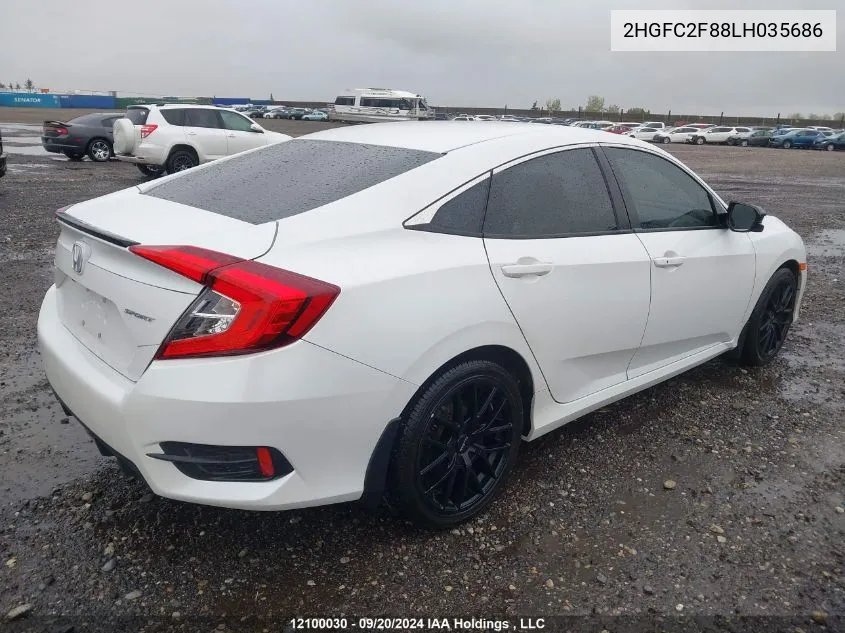 2020 Honda Civic Sedan VIN: 2HGFC2F88LH035686 Lot: 12100030