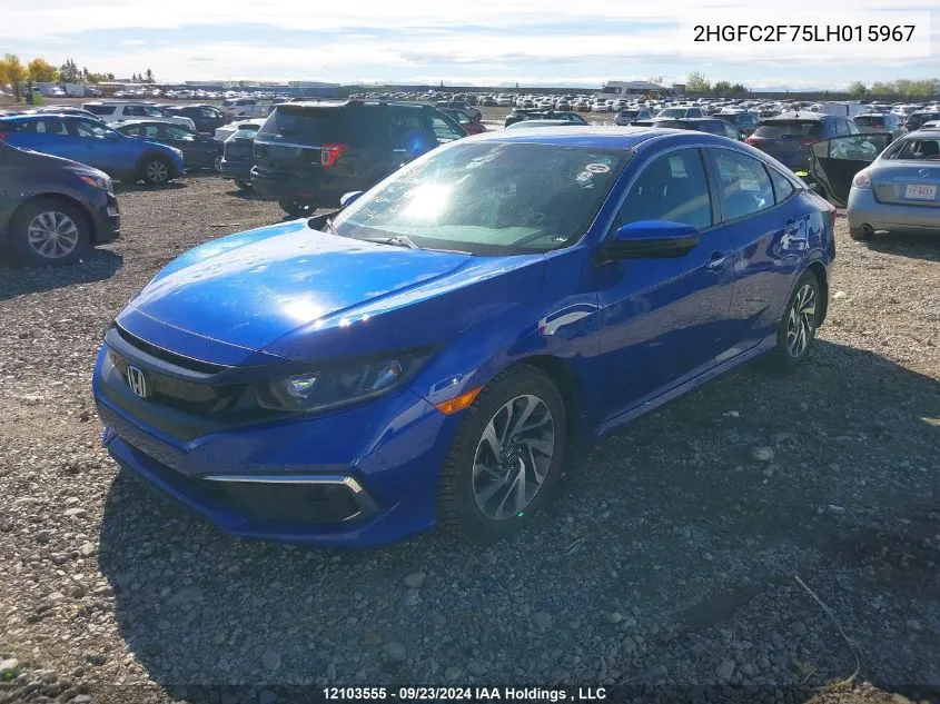 2020 Honda Civic Sedan VIN: 2HGFC2F75LH015967 Lot: 12103555