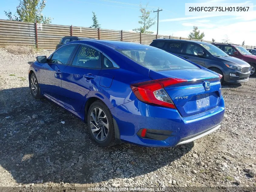 2020 Honda Civic Sedan VIN: 2HGFC2F75LH015967 Lot: 12103555