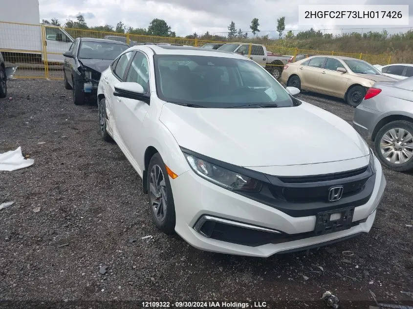 2020 Honda Civic Ex VIN: 2HGFC2F73LH017426 Lot: 12109322