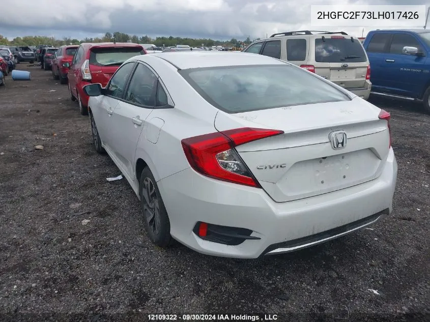 2020 Honda Civic Ex VIN: 2HGFC2F73LH017426 Lot: 12109322