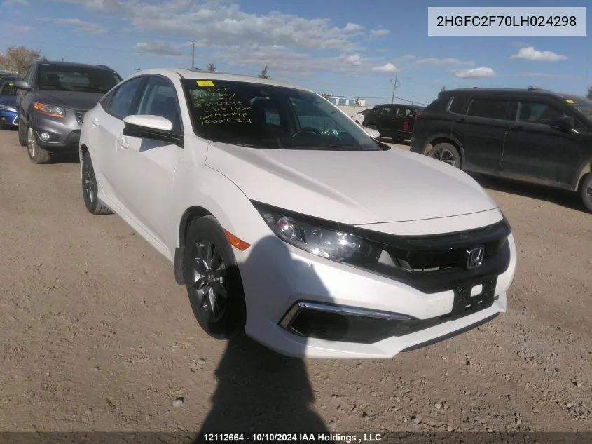 2020 Honda Civic Sedan VIN: 2HGFC2F70LH024298 Lot: 12112664