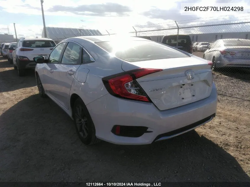 2020 Honda Civic Sedan VIN: 2HGFC2F70LH024298 Lot: 12112664